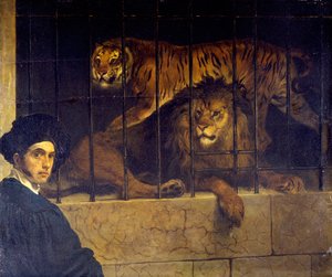Self-portrait with Tiger and Lion